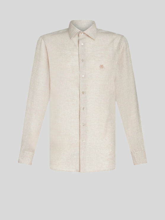 Shop Etro Leinenhemd Mit Logo In Beige