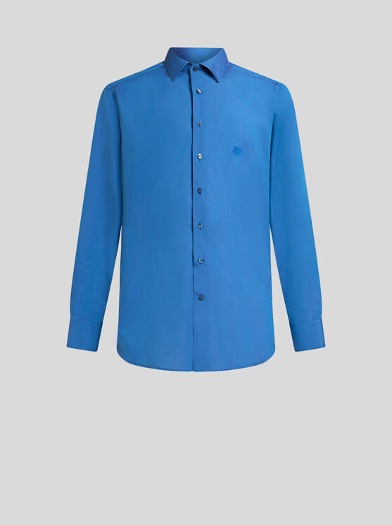 Etro Shirt With Pegaso Embroidery In Elektroblau