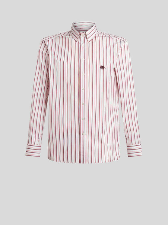 Shop Etro Striped Cotton Shirt In Pink