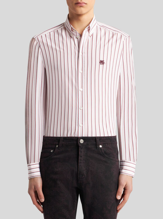 Shop Etro Striped Cotton Shirt In Pink