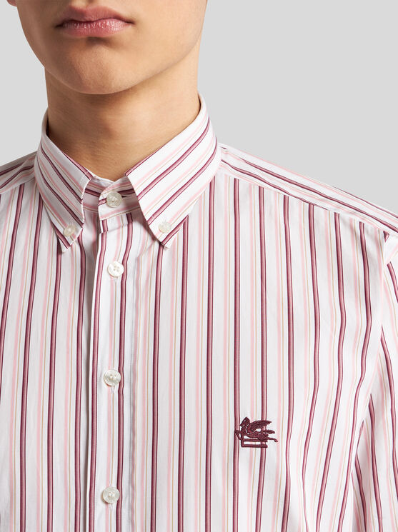 Shop Etro Striped Cotton Shirt In Pink