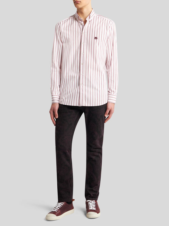 Shop Etro Striped Cotton Shirt In Pink