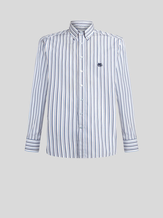 Shop Etro Striped Cotton Shirt In Multicolour