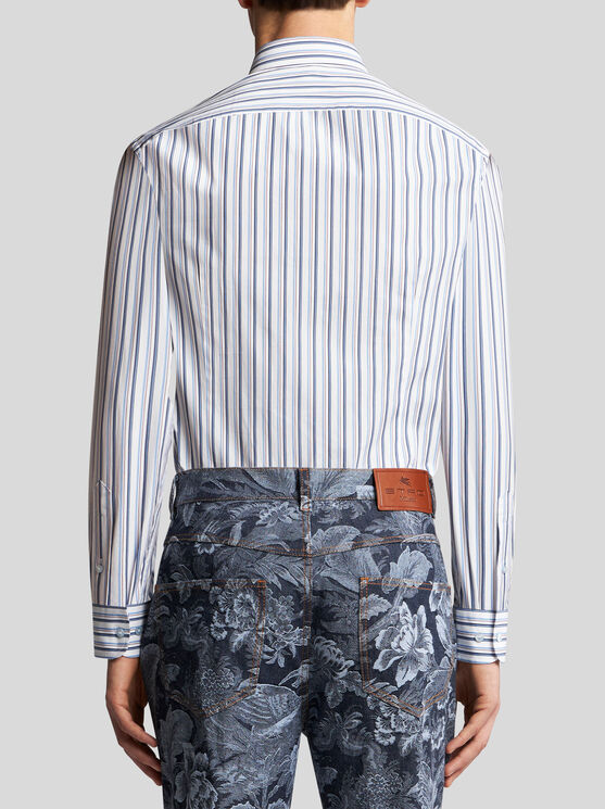 Shop Etro Striped Cotton Shirt In Multicolour