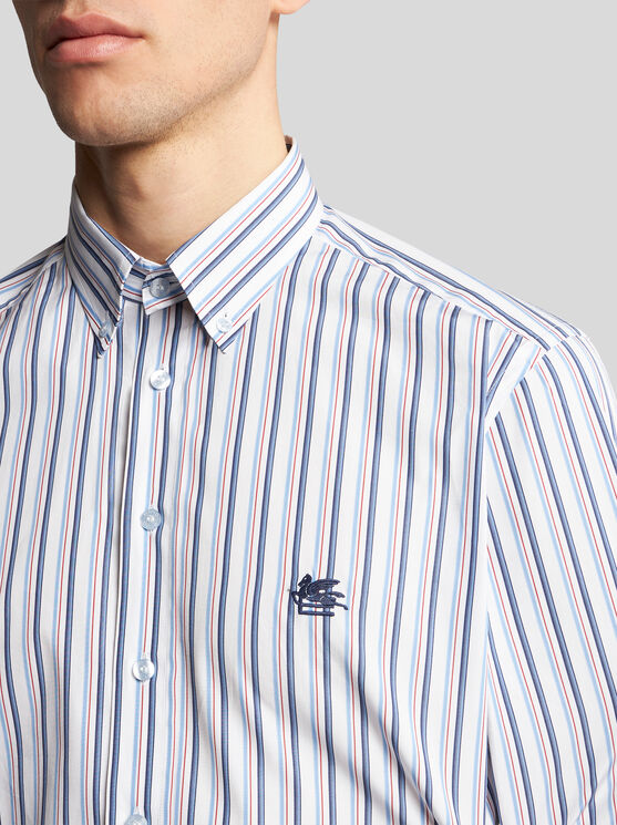 Shop Etro Striped Cotton Shirt In Multicolour