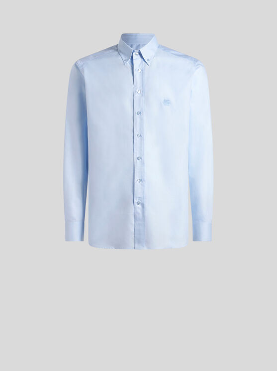 Shop Etro Button-down Shirt With Logo In Light Blue