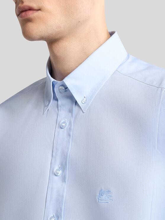 Shop Etro Button-down Shirt With Logo In Light Blue