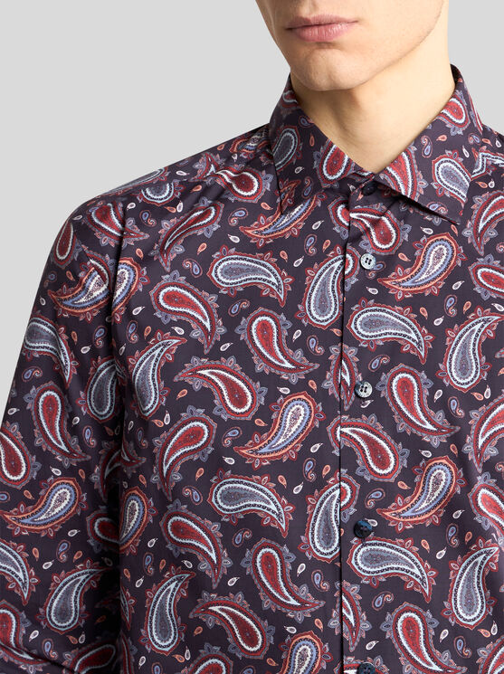 Etro Cotton Shirt With Paisley Print In Red