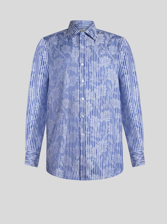 Shop Etro Striped Jacquard Shirt In Light Blue