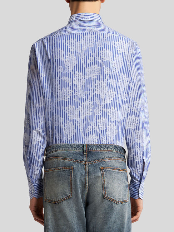 Shop Etro Striped Jacquard Shirt In Light Blue