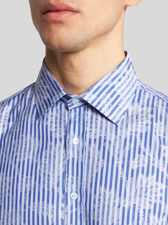 Shop Etro Striped Jacquard Shirt In Light Blue