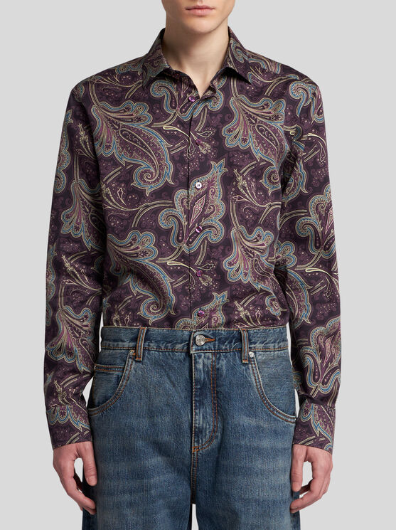 Shop Etro Paisley Shirt In Purple