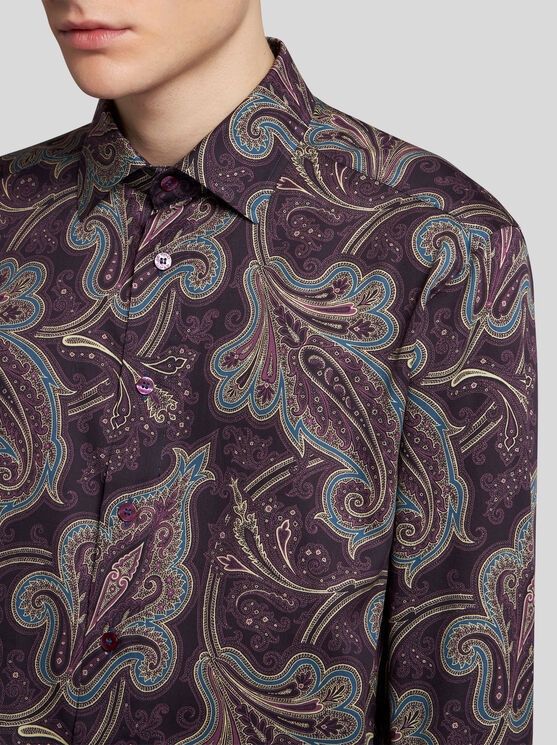 Shop Etro Paisley Shirt In Purple