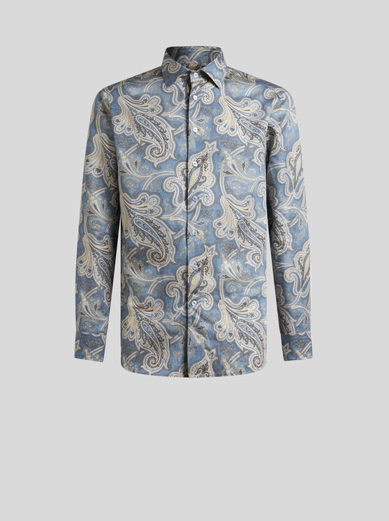 Shop Etro Paisley Shirt In Light Blue