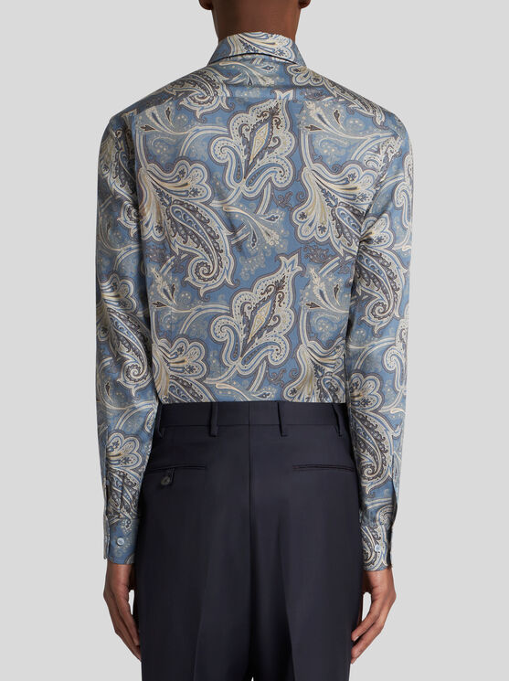 Shop Etro Paisley Shirt In Light Blue