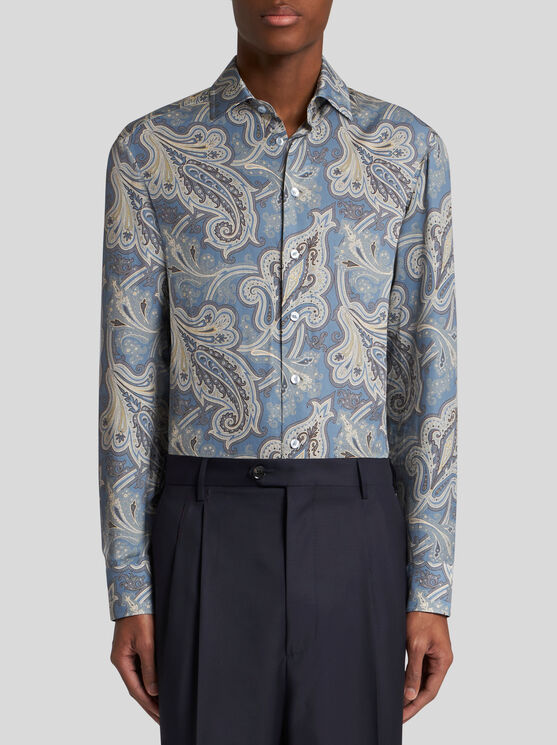 Shop Etro Paisley Shirt In Light Blue