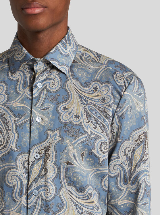 Shop Etro Paisley Shirt In Light Blue