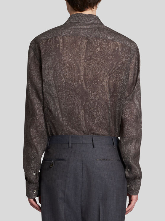 Etro Paisley Pattern Button-down Collar Shirt In Black