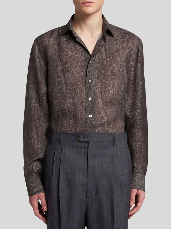 Etro Paisley Pattern Button-down Collar Shirt In Black