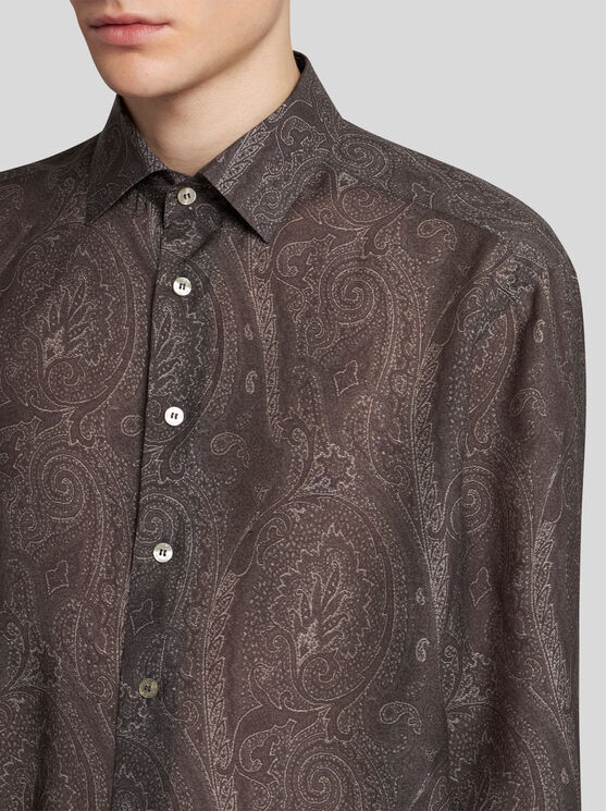 Etro Paisley Pattern Button-down Collar Shirt In Black