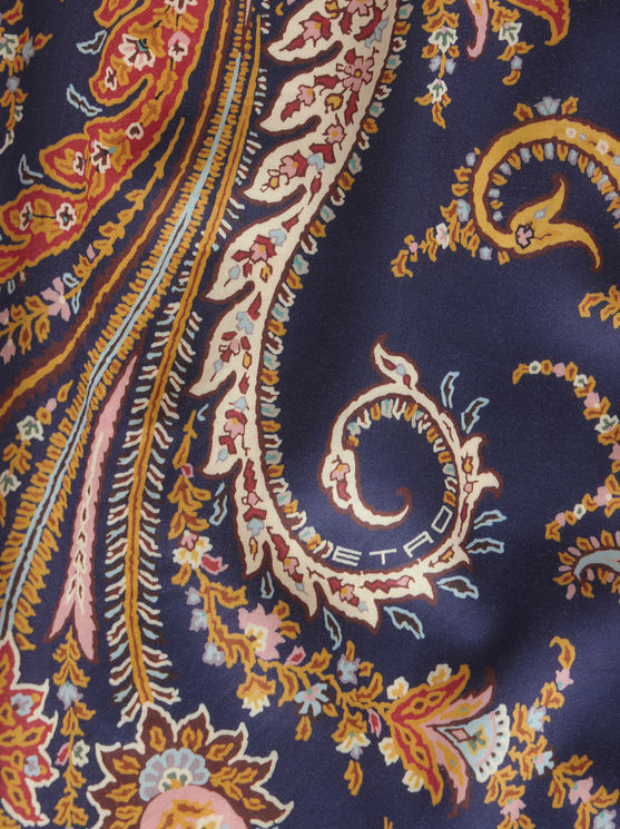 Shop Etro Paisley Cotton Shirt In Navy Blue