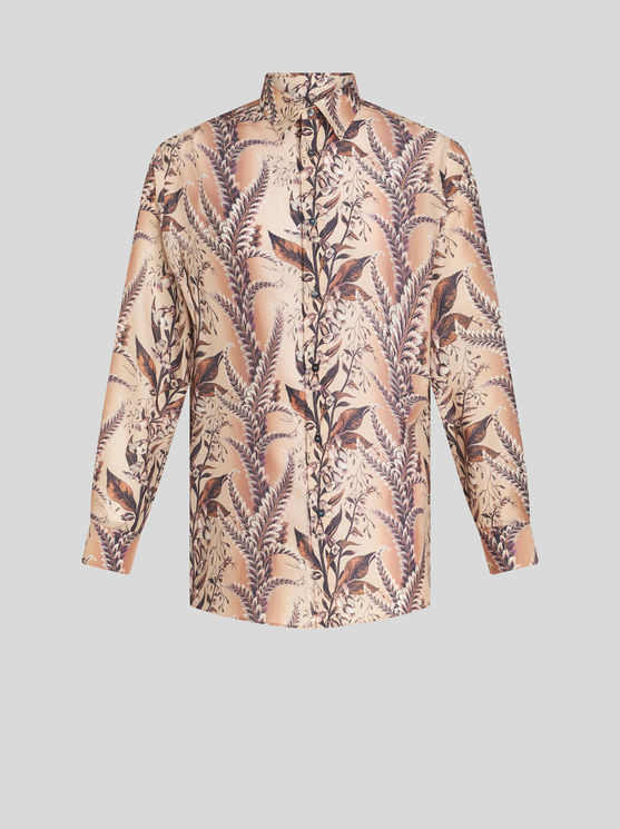 Shop Etro Shirt With Floral Print In Beige