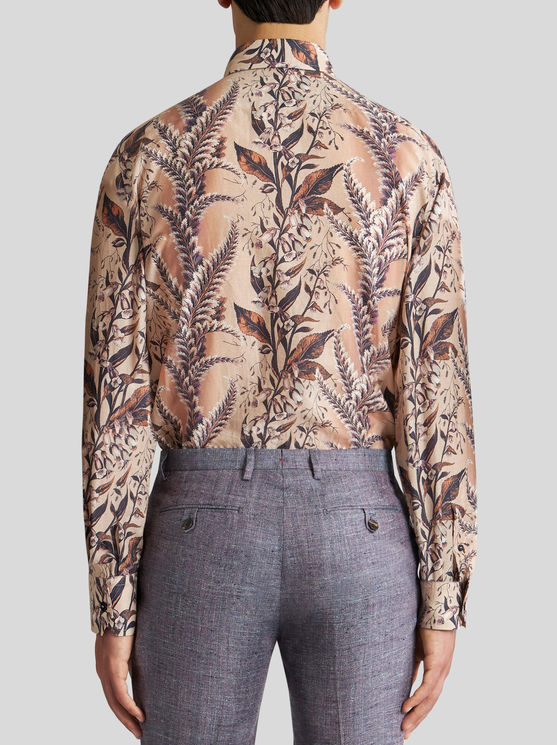 Shop Etro Shirt With Floral Print In Beige