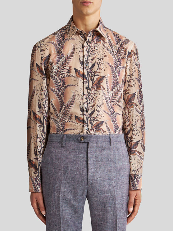 Shop Etro Shirt With Floral Print In Beige