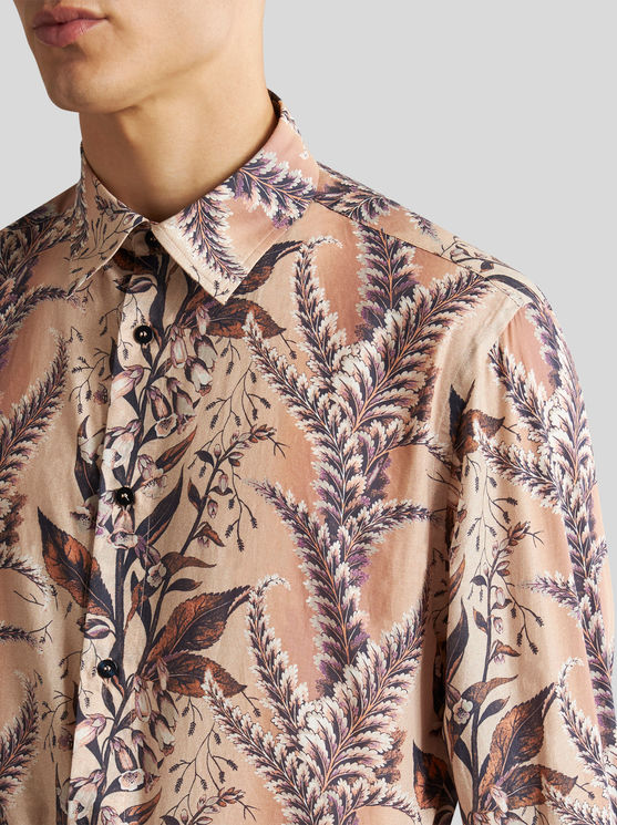 Shop Etro Shirt With Floral Print In Beige