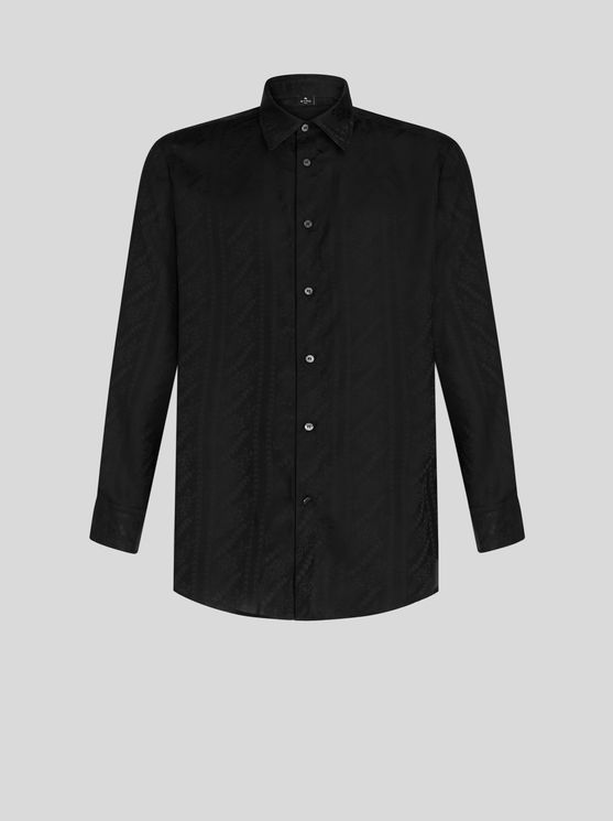 Shop Etro Silk Jacquard Shirt In Black