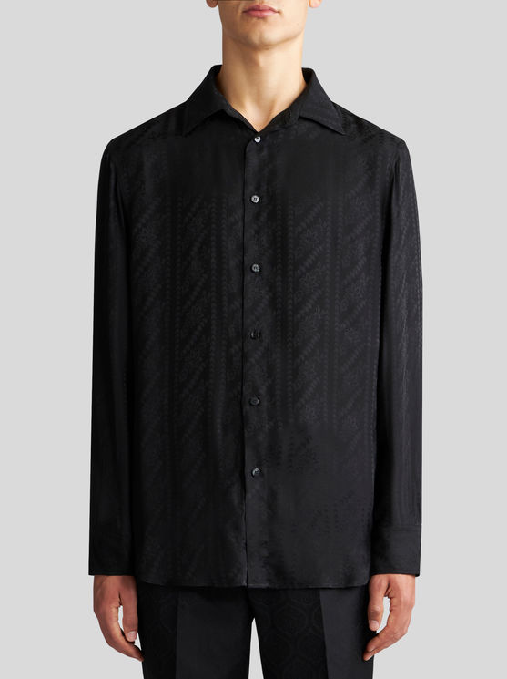 Shop Etro Silk Jacquard Shirt In Black