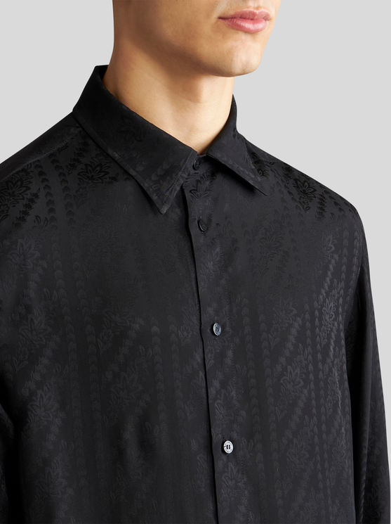 Shop Etro Silk Jacquard Shirt In Black