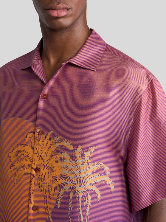 Etro Printed Short-sleeved Bowling Shirt In Orange