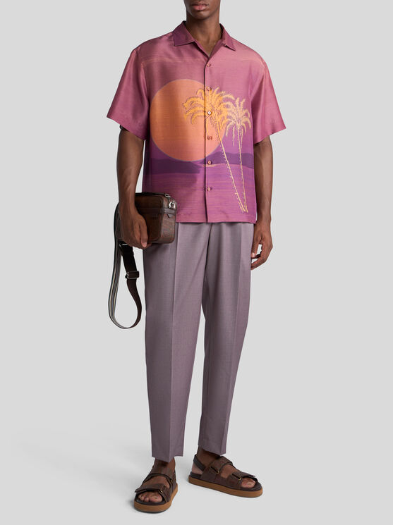 Etro Printed Short-sleeved Bowling Shirt In Orange