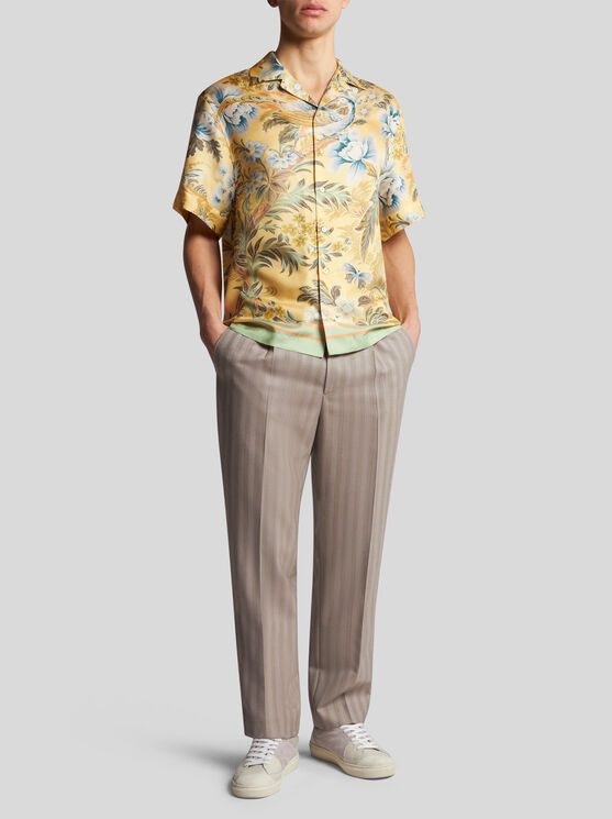 Shop Etro Printed Silk Bowling Shirt In Yellow