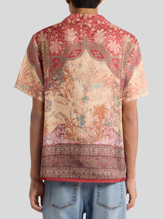 Etro Printed Silk Bowling Shirt In Pink