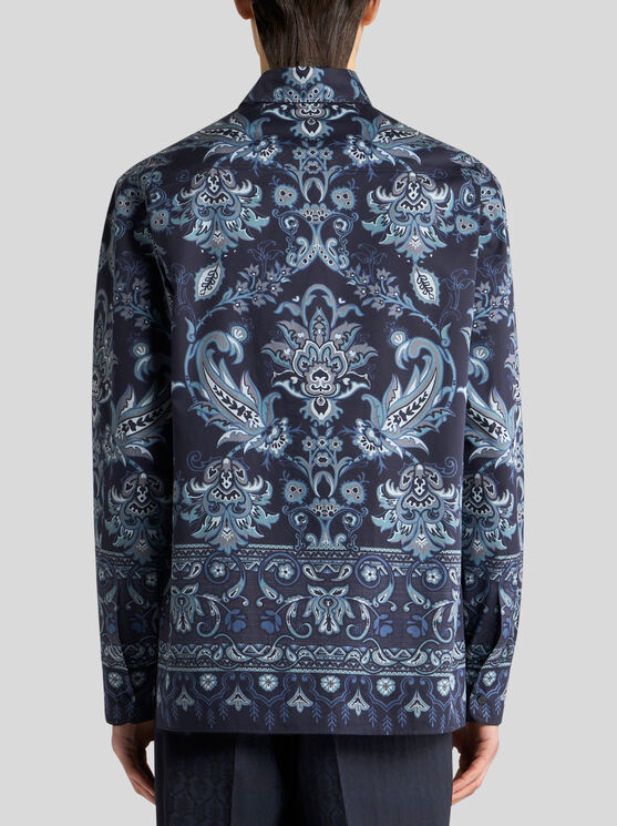 Etro Long Sleeve Button-down Paisley Print Shirt In Blue