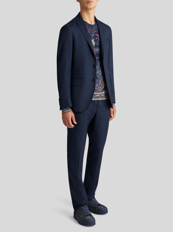 Shop Etro Floral Paisley Silk And Cashmere Sweater In Navy Blue