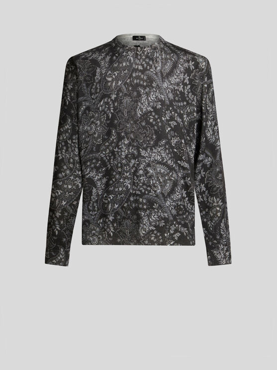 Shop Etro Sweater With Paisley Print In Black