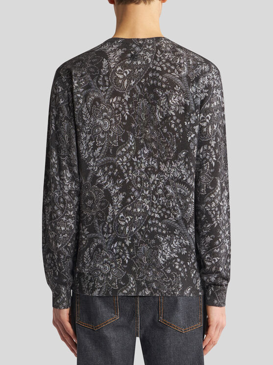 Shop Etro Sweater With Paisley Print In Black