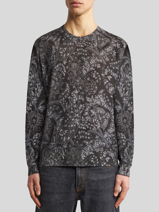 Shop Etro Sweater With Paisley Print In Black