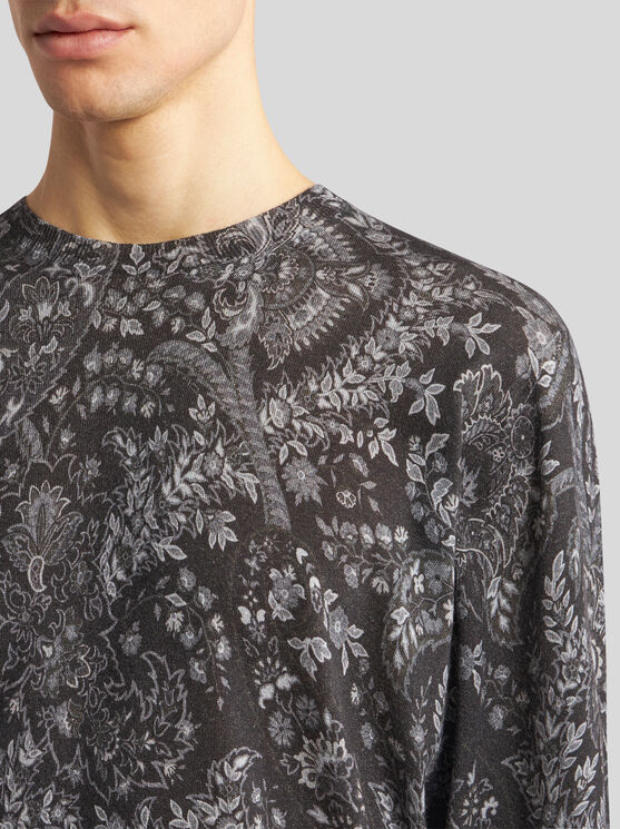 Shop Etro Sweater With Paisley Print In Black