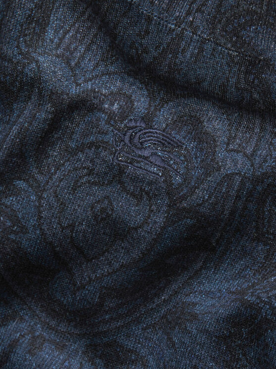 Shop Etro Silk And Cashmere Paisley Sweater In Navy Blue