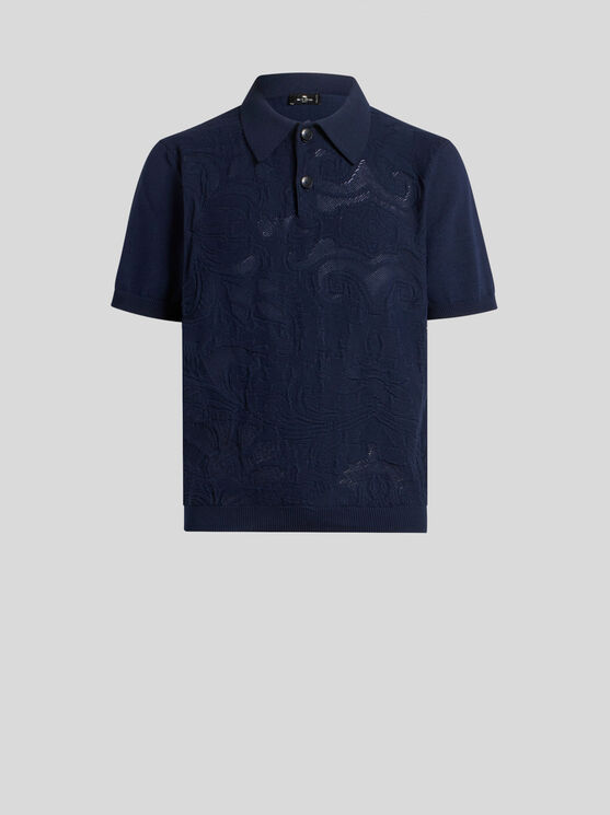 Etro Poloshirt Aus Strick In Navyblau