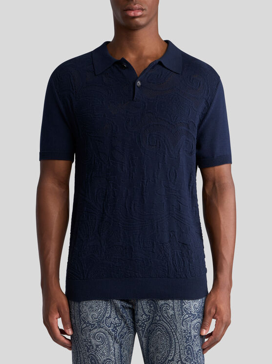 Etro Poloshirt Aus Strick In Navyblau