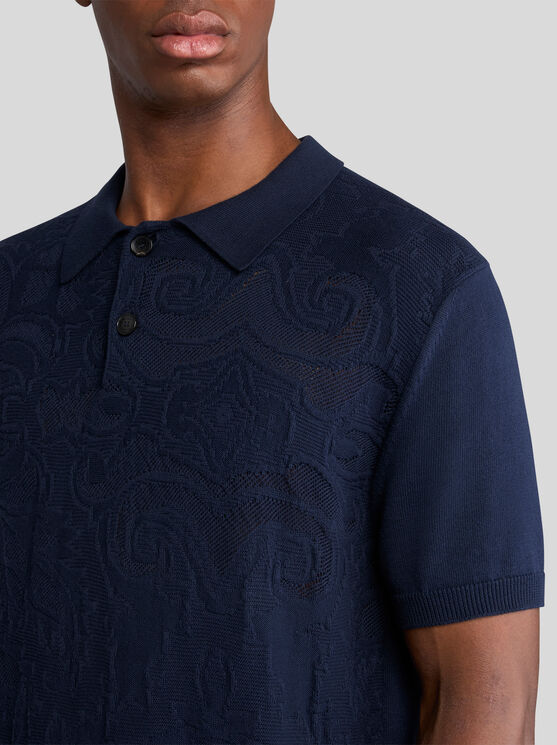 Etro Poloshirt Aus Strick In Navyblau