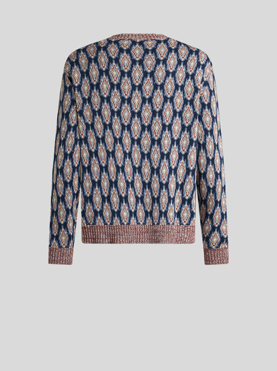 Shop Etro Cotton And Wool Cardigan In Navy Blue