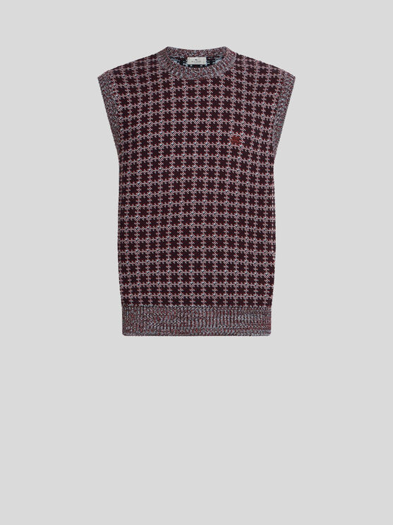Etro , Cotton Waistcoat With Pegaso Embroidery, Man, Burgundy, Size L In Multi