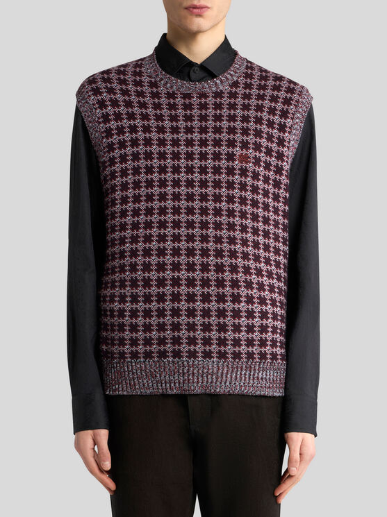 Etro , Cotton Waistcoat With Pegaso Embroidery, Man, Burgundy, Size L In Multi