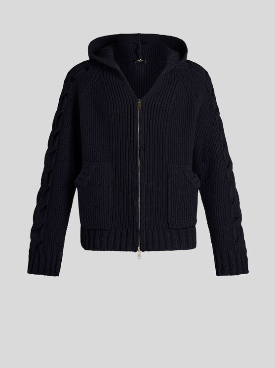 Shop Etro Zipped Hoodie In Navy Blue